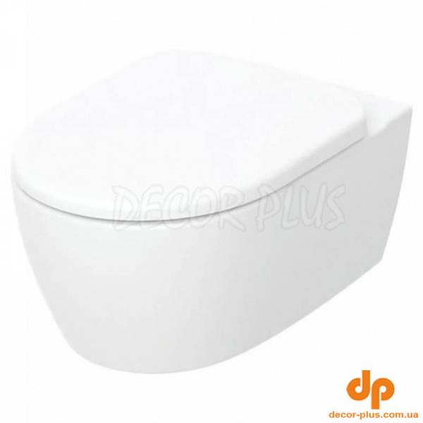 Чаша підвісного унітазу SMYLE ROUND Rimfree,овальна,закрита форма+сидіння дюропласт повільне паді,QuickRelease