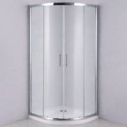 Душ кабіна MIDDLE-8001 напівкругла, 90х90 скло прозоре 5мм, профіль хром + піддон + сифон