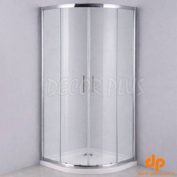 Душ кабіна MIDDLE-8001 напівкругла, 90х90 скло прозоре 5мм, профіль хром + піддон + сифон