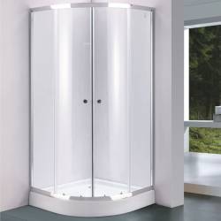 Душ кабіна START-531E напівкругла, 80х80 скло прозоре, профіль сатін + піддон + сифон