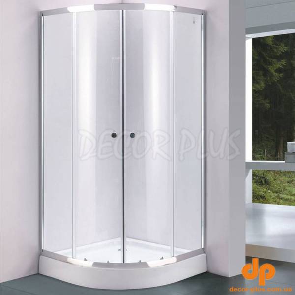 Душ кабіна START-531E напівкругла, 80х80 скло прозоре, профіль сатін + піддон + сифон