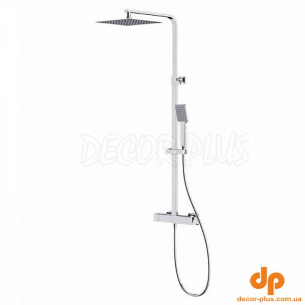 Душ.набір CITY душ квадратний (зміш.терм+штанга+верх.душ+лійка+шланг) хром