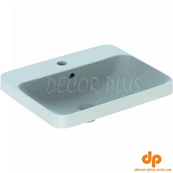 500.741.01.2 VariForm Умивальник прямокутний, 55х45см, що вбуд.в стільницю, з 1 отв. під змішувач, з переливом, глазурований зни