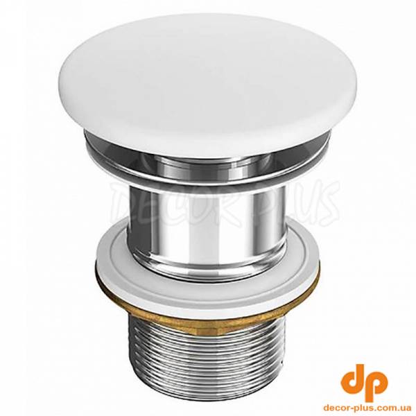 Донний керам. клапан д/раковини б/переливу білий матовий