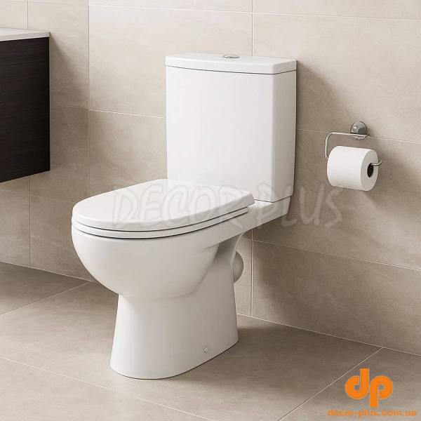 2397050UASTATUS Унітаз-компакт підлоговий, косий випуск, змивний бачок 3/6 л, нижній підвід, сидіння з кришкою поліпропілен (1 с