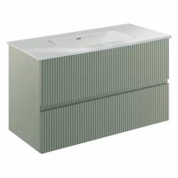 131775+126225  Тумба VORA 100 2  ящ, +   раковина біла ENZO,   MINERAL GREEN (1 сорт)