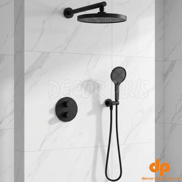 D117125011111MB Flow Душова система прихованого монтажу для душу, на 2 споживачі, з термостатом, чорний матовий (1 сорт)
