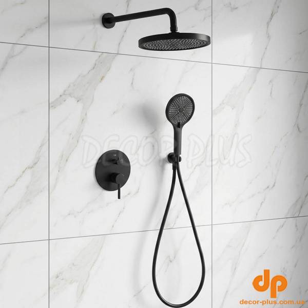 D117125001111MB Flow Душова система прихованого монтажу, на 2 споживачі, без термостату, чорний матовий (1 сорт)