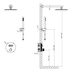 D117124011111MB Flow Душова система прихованого монтажу, на 2 споживачі, з термостатом, чорний матовий (1 сорт)
