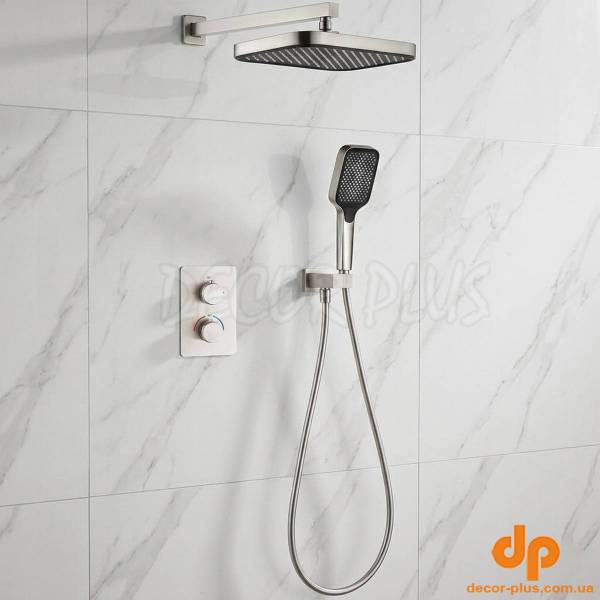 D117125011221BN Flow Душова система прихованого монтажу для душу, на 2 споживачі, з термостатом, brushed nicke (1 сорт)
