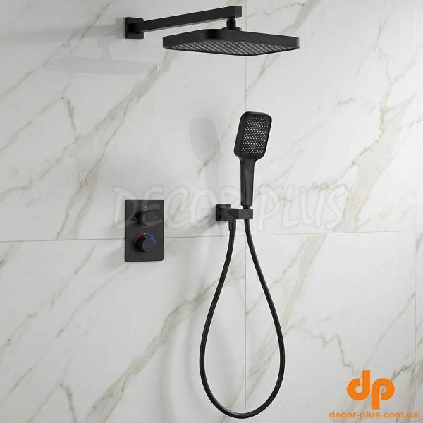 D117125011221BM Flow Душова система прихованого монтажу для душу, на 2 споживачі, з термостатом, чорний матовий (1 сорт)