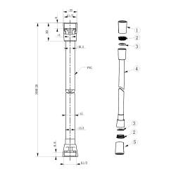 D113000001000BM Flow Душовий шланг з латунними гайками G1/2’’ довжиною 1,5 м, чорний матовий (1 сорт)