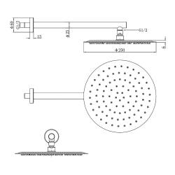 D113000000110BN Flow Верхня душова лійка d250 мм з кронштейном, brushed nickel (1 сорт)