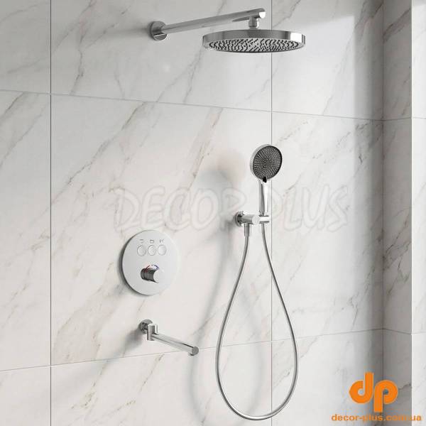 D117134011211C Flow Душова система прихованого монтажу для ванни/душу, на 3 споживачі, з термостатом, з виливом, хром (1 сорт)