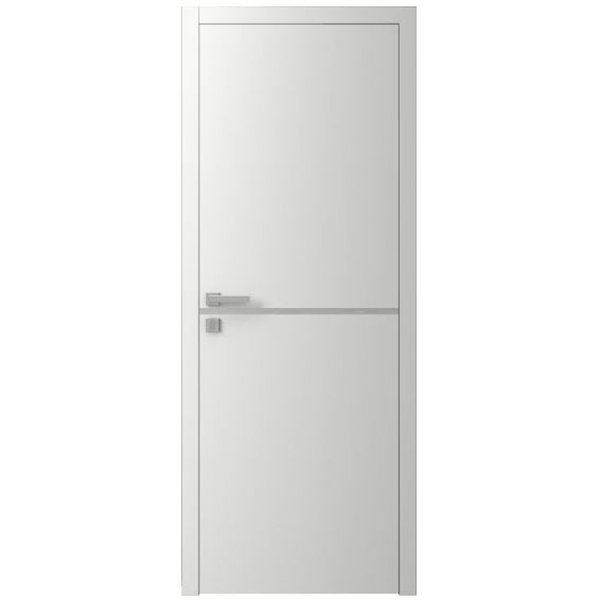 Двері міжкімнатні Ваші Двері Charm 1 Білий шовк  сірий молдинг 