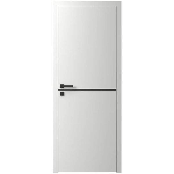 Двері міжкімнатні Ваші Двері Charm 1 Білий шовк  чорним молдингом