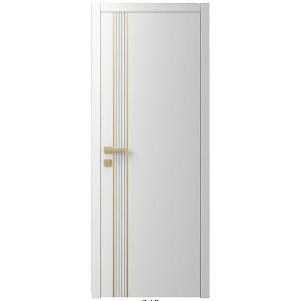 Двері міжкімнатні Ваші Двері Charm 10 Білий шовк золотий молдинг 