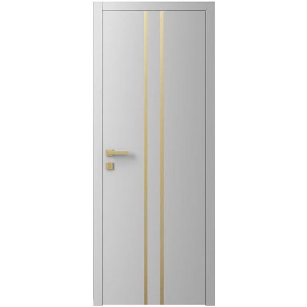 Двері міжкімнатні Ваші Двері Charm 3 RAL 7047  золотий молдинг
