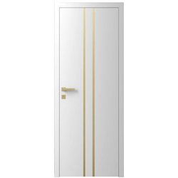 Двері міжкімнатні Ваші Двері Charm 3 Білий  золотий молдинг