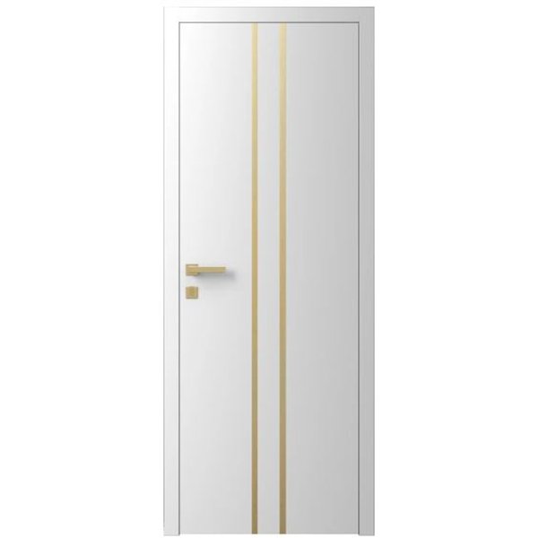Двері міжкімнатні Ваші Двері Charm 3 Білий  золотий молдинг