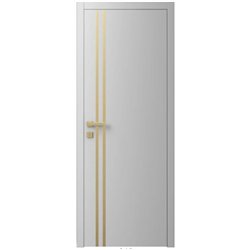 Двері міжкімнатні Ваші Двері Charm 4 RAL 7047 золотий молдинг 