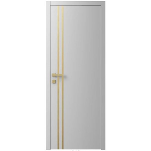 Двері міжкімнатні Ваші Двері Charm 4 RAL 7047 золотий молдинг 