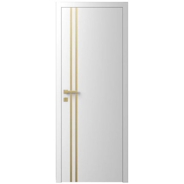 Двері міжкімнатні Ваші Двері Charm 4 Білий золотий молдинг