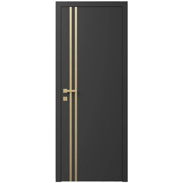 Двері міжкімнатні Ваші Двері Charm 4 Графіт золотий молдинг 