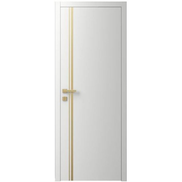 Двері міжкімнатні Ваші Двері Charm 5 Білий шовк золотий молдинг