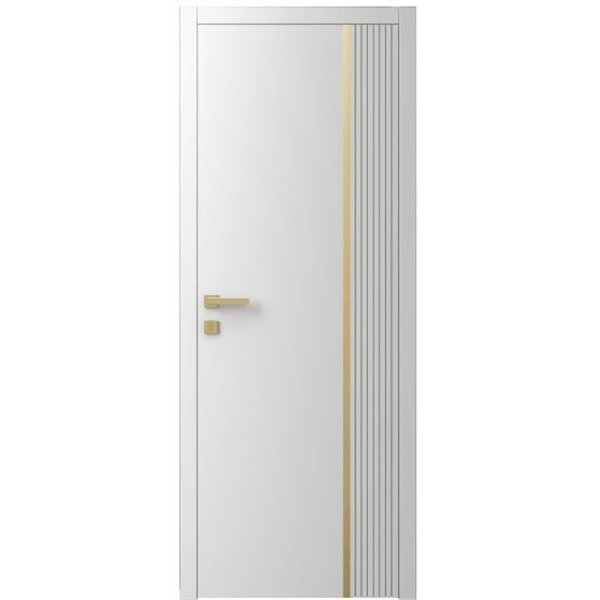 Двері міжкімнатні Ваші Двері Charm 7 Білий шовк золотий молдинг