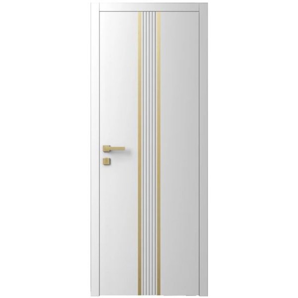 Двері міжкімнатні Ваші Двері Charm 8 Білий золотий молдинг