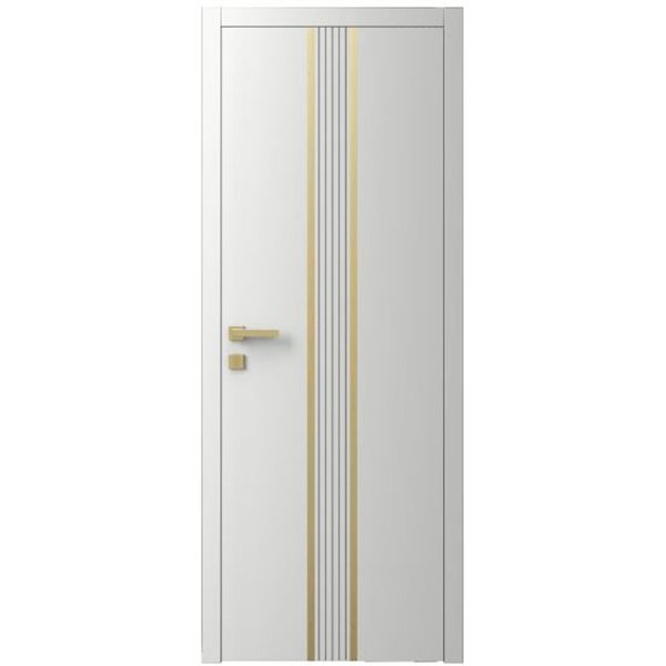 Двері міжкімнатні Ваші Двері Charm 8 Білий шовк золотий молдинг