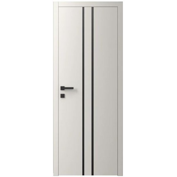 Двері міжкімнатні Ваші Двері Charm 3 Крем чорним молдингом