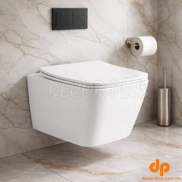 DBS71051111W Balance Square Підвісний безобідковий унітаз з кришкою soft-close, Vortex Flush, білий глянець (1 сорт)