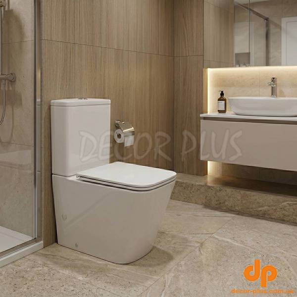 DFL2170211W Flow square Компакт 610x365x825мм з кришкою soft-close, Vortex Flush, білий глянець (1 сорт)