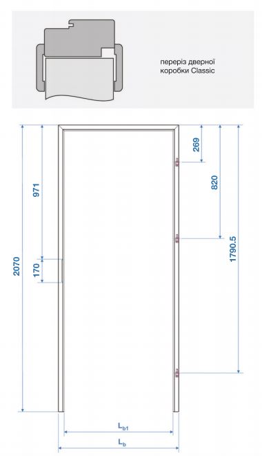 Дверна коробка EcoDoors Classic у розрізі