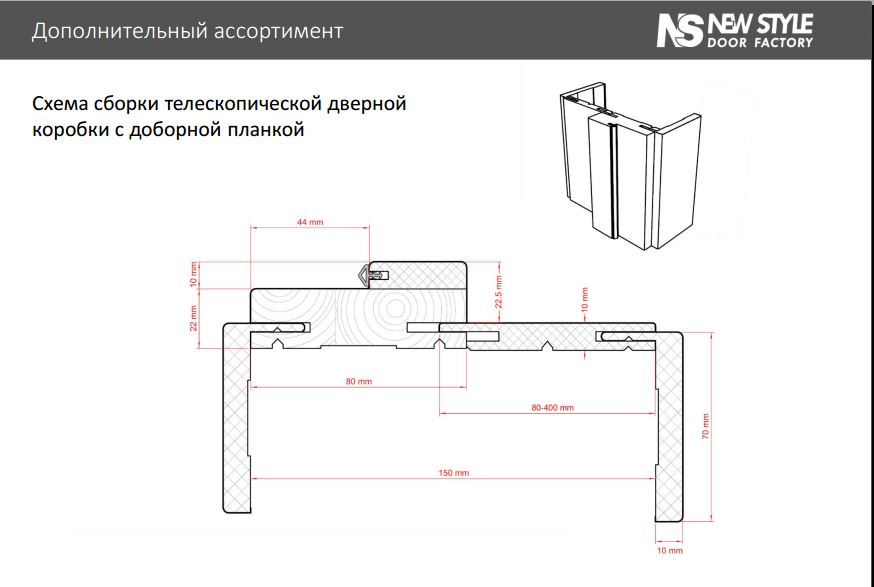 Схема сборки дверной телескопической коробки НОВЫЙ СТИЛЬ