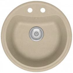 Мийка кухонна LINGANO кругла 500x500x190 в комплекті з сифоном, колір пісок (1 сорт)