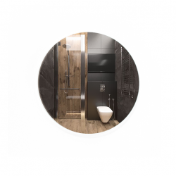 Дзеркало AMATO, кругле, скло стандарт 4 мм, підсвітка на стіну біла, кнопка знизу по центру, еврокромка, 700х700