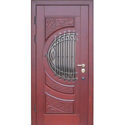 Дверь входная Портала Элит М5 патина, стекло и ковка