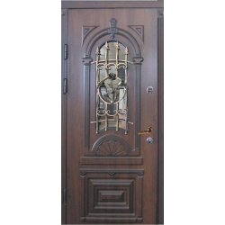 Дверь входная Портала Элит М-6 патина, стекло и ковка