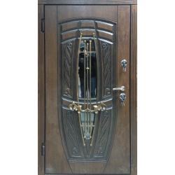 Дверь входная Портала Элит Monako-AM-18 патина, стекло и ковка