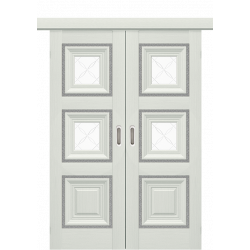 Раздвижные двери Irida с 2 стеклами сосна крем