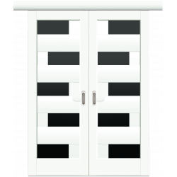 Розсувні двері Піана білий мат чорне скло