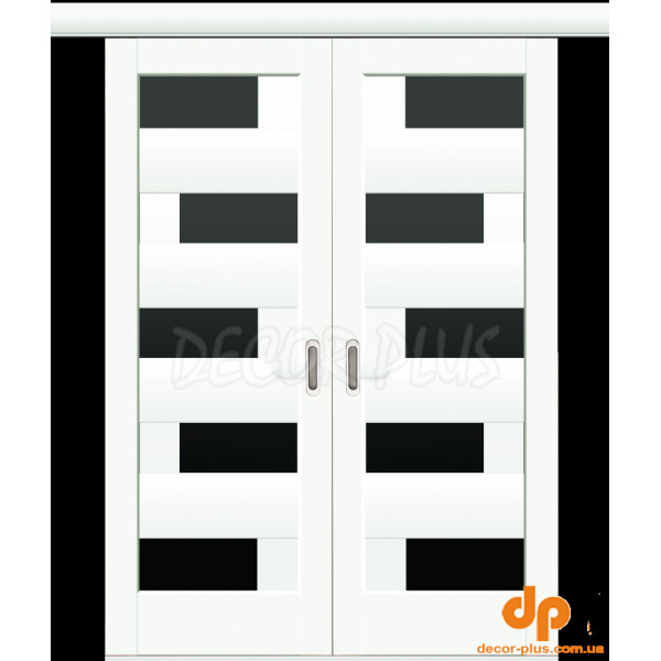 Розсувні двері Піана білий мат чорне скло