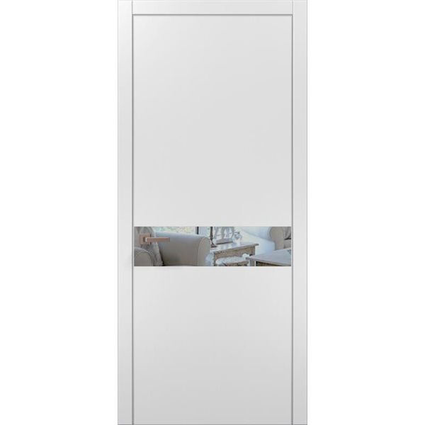 Межкомнатные двери Папа Карло PL-03 белый матовый зеркало