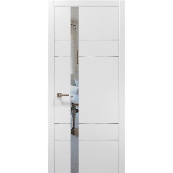 Межкомнатные двери Папа Карло PL-10 белый матовый зеркало