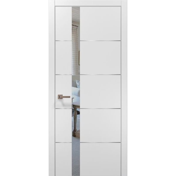 Межкомнатные двери Папа Карло PL-12 белый матовый зеркало