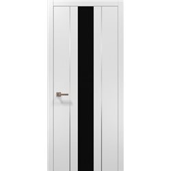 Межкомнатные двери Папа Карло PL-29 белый матовый стекло черное