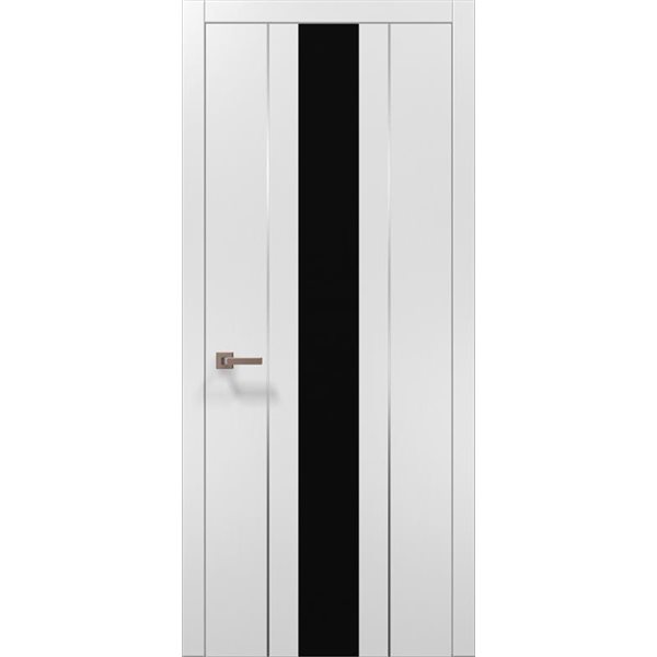 Межкомнатные двери Папа Карло PL-29 белый матовый стекло черное